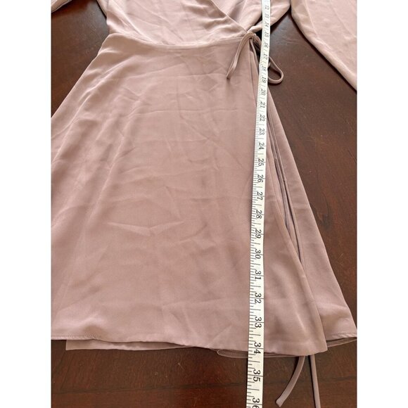 Aritzia Babaton Optima True Wrap Mini Dress Size M  Mauve Mocha Mousse - Picture 13 of 16